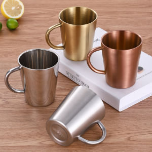 Korean Style Restaurant Beer Cup Double Layer Insulated Stainless Steel 304 with Handle Coffee Cold Drink Juice Cup Anti Drop