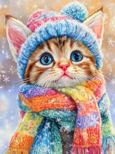 Huacan 5D DIY Diamond Painting Cat Winter Diamond Mosaic Animal Landsacape New Collection 2025 Home Decor