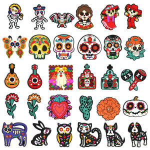 Hot Toys 9-100pcs Ghost Festival Shoe Charms Accessories Decorations PVC Classic Clog Buckle for Kids Party Halloween Gifts