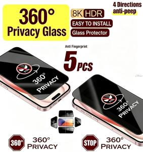 5Pcs 360 Degree Privacy Screen Protector For iPhone 14 Plus 17 Pro 15 18 Ultra 16 13 Pro Max Anti-Spy 9H Glass Protective Film