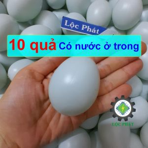 Combo 10 quả trứng vịt nhựa màu hơi xanh có đầy nước bên trong shop Lộc Phát CB10TRV-XANH