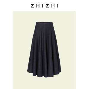 Non-fading Retro Denim A-line Half-skirt Zhizhikong Pingyue 25 Autumn Cotton Umbrella Skirt Womens Daily Casual Date Skirt