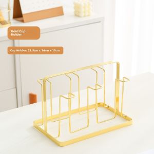 Creative Trendy Metal Cup Holder Home Bathroom Accessories Glass Water Cup Drainage Rack Tea Set Storage Rack Hanging Shelf