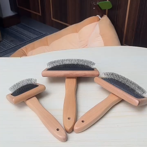Pet Comb Dog Combs Pet Grooming Brush Hair Slicker Brush Bamboo Wood Handle Sikat Anjing Sikap Sisir Kucing