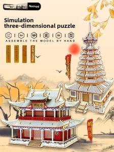 โมเดลตั้งโต๊ะ 3D บ้านไม้ DIY สำหรับเด็ก อุปกรณ์เล่นงานอดิเรกสำหรับผู้ใหญ่ ชุดต่อไม้ ชุดตั้งโต๊ะแบบท้าทายความคิด ของเล่นที่สร้างสรรค์