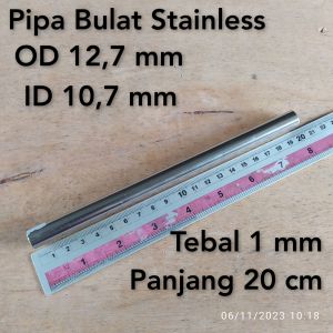 Pipa Bulat Stainless OD 127 mm ID 107 mm Tebal 1 mm Panjang 20 cm