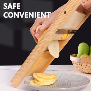11.81x3.74in Wooden Potato Chips Slicer Vegetable Slicer Cutter For Potato Carrot Cucumber