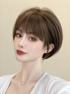 MENGSIQIAN | Pompadour Short Style Wig Real Hair Natural Full Head Covering
