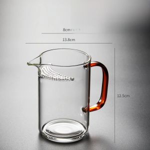 New High Borosilicate Glass Moon Tooth Public Cup with Integrated Tea Strainer And Handle Tea Brewing And Serving Device