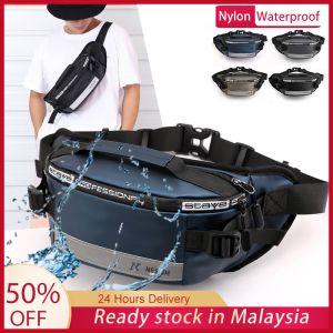 Fashion Waterproof Waist Bag for Men Adjustable Crossbody Bags Sling Bags Nylon Chest Bags Running Antitheft Bag Sports Travel Shoulder Bag Motorcycle Bags bag pinggang lelaki beg sling lelaki
