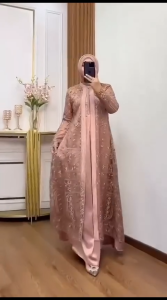 COD Nadira Dress BUSUI Velvet apk Brokat Dress Wanita Terbaru Kekinian Gamis untuk Kondangan Viral