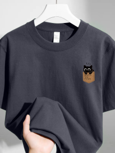 Áo Thun Cotton Nguyên Chất Tay Ngắn Mùa Hè 2025 Mới Cho Nam Cổ Tròn Rộng Rãi in Họa Tiết Thời Trang Áo Thun Cotton Thoáng Khí