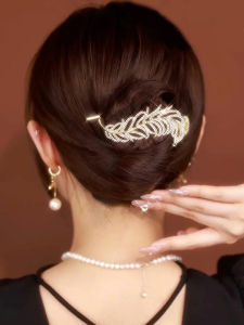 เครื่องประดับผมแบบมีดจับหนังสือรูปนก Zircon ชุบทอง เครื่องประดับผมแบบเรียบง่ายและหรูหรา สำหรับผู้หญิง