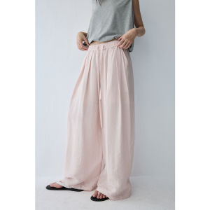 HAVERICE | Airy Textured Peach-colored Wide-leg Pants