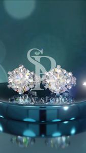 RoyStone - Anting Wanita Moissanite Sertifikat GRA Original Lapis Emas - Queen Earring