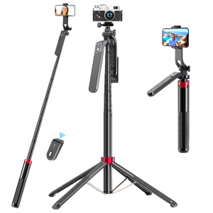 Professional Portable 360° Rotating Camera Tripod Stand with Wireless Remote Control - Adjustable Height for Smartphone/Camera