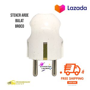 Broco Steker Arde/2P PUTIH 13310/Steker Arde bulat broco/Steker Arde bulat broco kepala colokanbroco