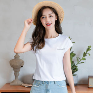 Summer 2025 Womens Loose Fit Short Sleeve Pure Cotton T-Shirt Fashionable Korean Style Versatile Top Creative Pattern round Neck