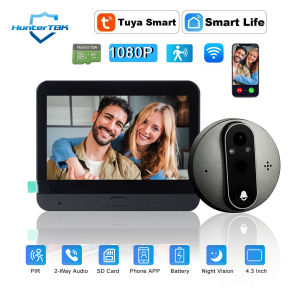 3MP Tuya Wi-Fi Door Viewer Video Doorbell 5000mAh Digital PIR Recording Wide Angle Alexa Google Optional Peephole Camera Bell