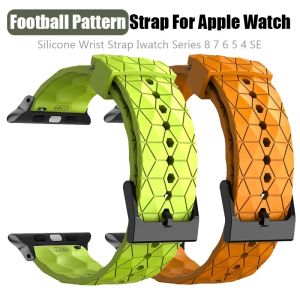 Silicone Strap for apple watch Ultra 3 2 Band 11 49mm 46mm 45mm 44mm 41mm 40mm 42mm 38mm Football Pattern Bracelet for iWatch Series 11 10 9 8 7 SE3 6 5 4