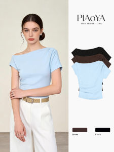 PIAOYA | Off-shoulder Cropped Short Sleeve T-shirt