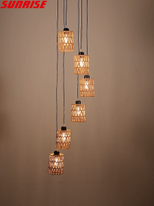 Living Room Hemp Rope Woven Ceiling Light LED Rustic Retro Decorative Lamp Restaurant Bar Counter Bedroom Chandelier