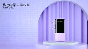 20000mAh Power Bank Fast Charge Portable Powerbank Built In 4 Cables For iPhone Samsung QC PD 22.5W Charge Flashlight