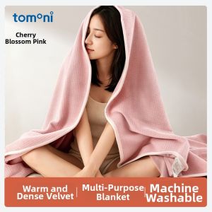 TOMONI | Waffle Velvet Office Sofa Sleep AC Blanket Shawl Car Use