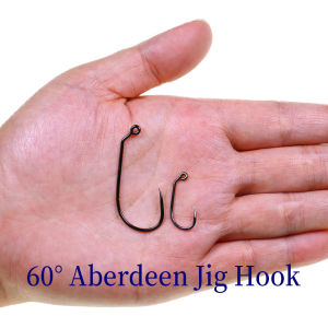 50PCS Barbless High Carbon Steel Jig Hooks Aberdeen 60° Fly Tying Hooks for Streamer Nymph Saltwater Bass Worm Fishing Hooks