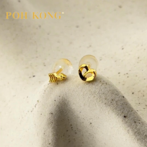 POH KONG 916/22K Yellow Gold Cupids Heart & Arrow Earrings