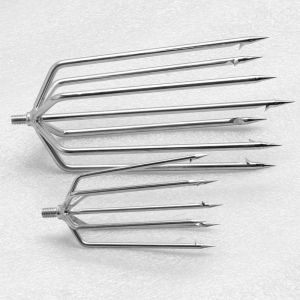 1 stainless steel harpoon ice breaking fishing gear pointed diving spear straight toothed curved teeth multiple models