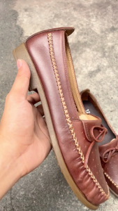 LAST STOCK!! Mens Moc-Toe Tassled Loafer with Side Whipstitch Detailing 100% Cow Leather Chestnut