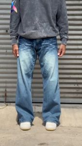 Celana Jeans Denim Gombrang Skena - Celana Panjang Jeans Reguler Ringkel