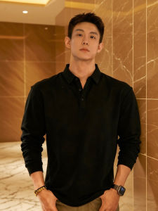 Áo Thun Polo Tay Dài Màu Đen Dày Dặn Ấm Áp Cổ Polo Chất Liệu Cotton Thường Ngày Mùa Thu Nam Thương Hiệu Yulin