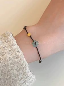 Mini Wealth ดอกไม้แฟนคู่สร้อยข้อมือทําด้วยมือเชือกที่ไม่ซ้ํากันสีเขียว INS Minimalist High-end ของขวัญ