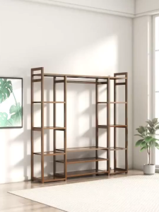 GENGYAN ราวแขวนเสื้ออเนกประสงค์ ผลิตภัณฑ์ที่ทำจากไม้ไผ่คุณภาพสูง จัดเก็บห้องให้เป็นระเบียบ เก็บได้เยอะ