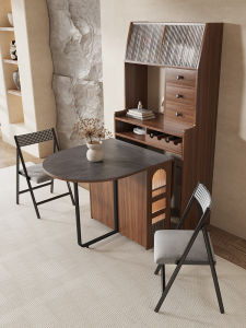 Stone Plate Foldable Dining Table Modern Minimalist Small Apartment For Home Rectangular Table Function Retractable Foldable Solid Wood Dining Table