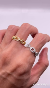 Nhẫn titan không phai không rỉ sét màu vàng và trắng mã 52 Nhẫn titan nữ bền màu trangsucmoiluatuoi.RIN