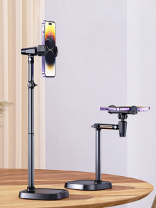SKAMA | Multifunctional 360 Rotatable Phone Stand for Desk Photography Tabletop Use Foldable Metal Bedside Support