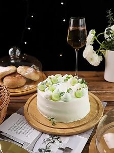 Tempat Kue Round Wooden Cake Stand with Glass Cover Cake Display Cake Plate Large