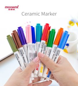 Monami 6/12 color Ceramic Marker Pen Set 1.4mm Point Drawing for Mug Cup Bowl DIY Painting