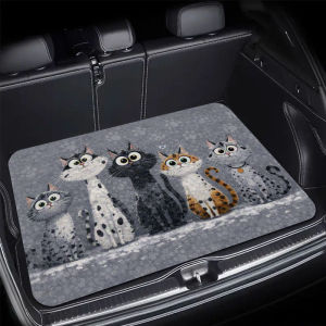 VIKAMA Cartoon Cat Trunk Mat—Stain-Resistant Non-Slip Trunk Mat Universal Trunk Protective Mat Car Interior Decorative Mat