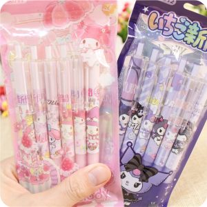 Cute Rabbit Devil Cartoon Push-Button Neutral Pen Set High Aesthetic Black Water Pen for Students Exam Use Office Supplies