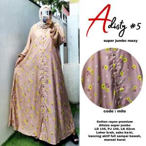 Gamis Muslimah Busui Adisty Jumbo Maxy Bahan Katun Rayon LD145