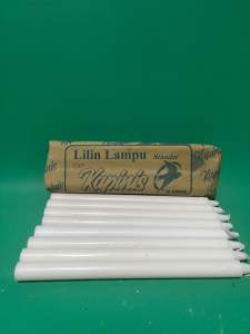 Lilin Lampu Cap Kapinis Standar isi 8 Batang-P 19-D 16 -Warna-Putih-Candle-Murah-Besar (Standar-Pack)