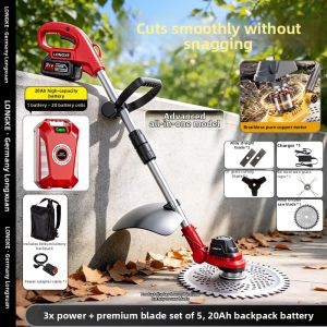 LONGKE | Electric High Power Brushless Backpack Lawn Mower