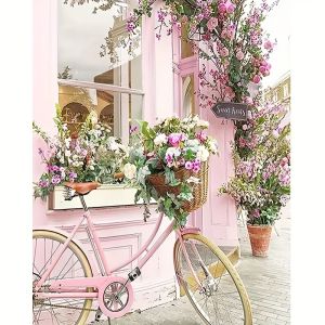  Street Corner Bicycle Paint By Numbers For Adults Handpainted Number Drawing Coloring Wall Art Living Room Decor