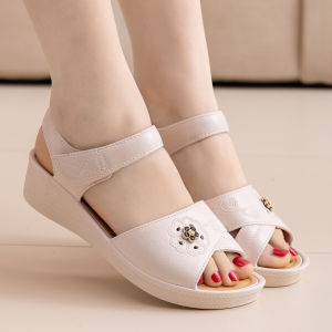 JIFANPAUL | Soft Leather Low Heel Comfortable Slip-resistant Sandals for Elderly Women