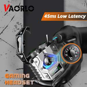 VAORLO TWS 45ms Low Latency Metal Gaming Headset Multifunction Sense Of Technology Bluetooth 5.3 Earphone With Temperature Monitoring Opener LED Power Display Headphone Smart Touch In Ear Noise Cancelling Earbuds