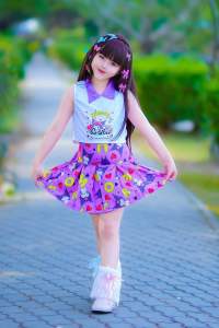 ชุดเซตเด็กกระโปรงจีบ สกรีนลายหมีแคแบร์ งานป้ายนะคะ  สาวกห้ามพลาดชุดนี้ ผ้าคอตตอลนุ่ม